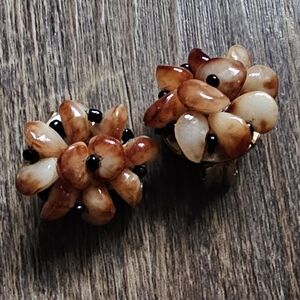 Set of three vintage 50's/60s clip-on earrings. Made in Hong Kong.